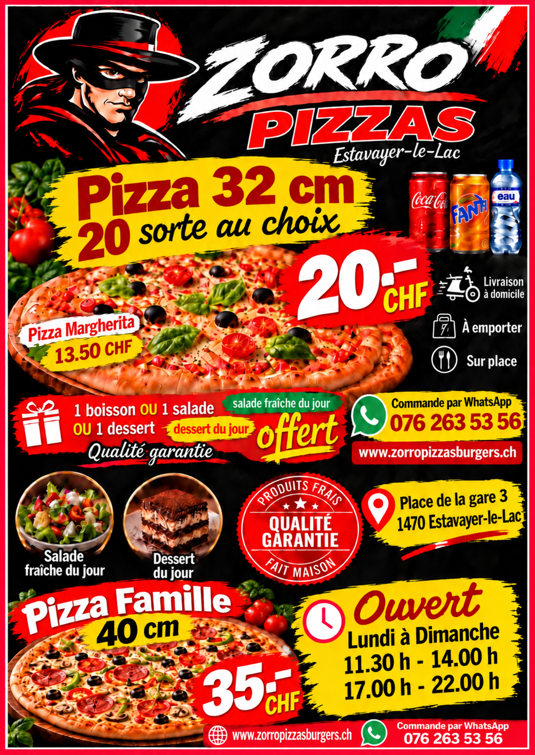 Carte ou offre Zorro Pizzas Burgers — flyer 1