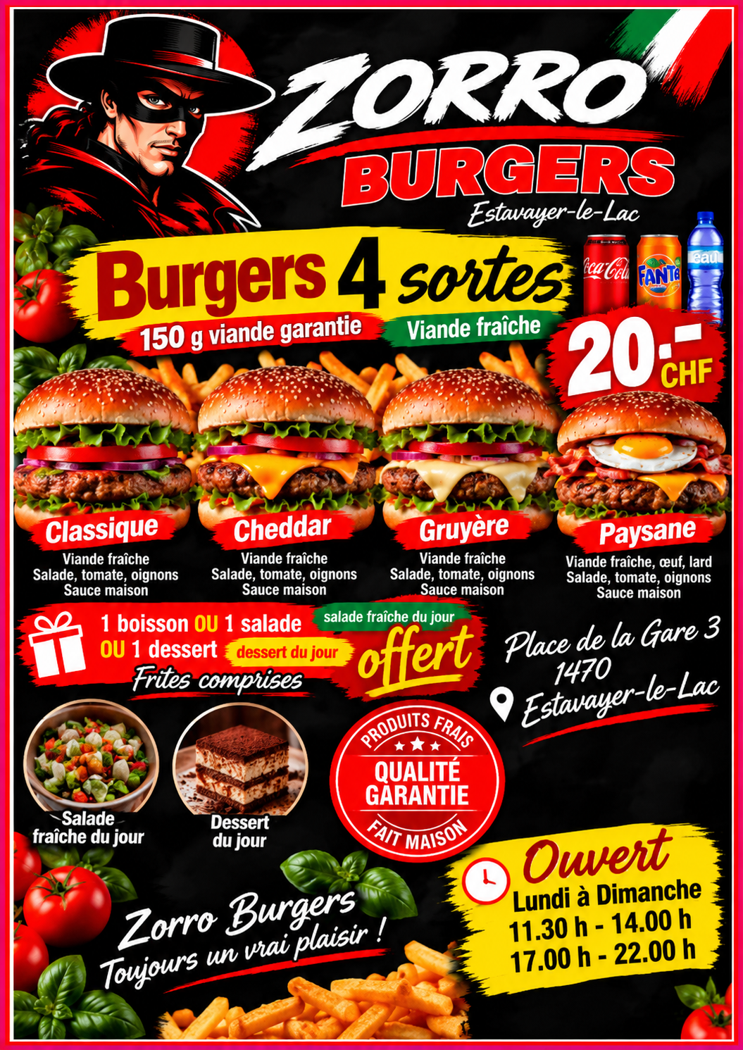 Carte ou offre Zorro Pizzas Burgers — flyer 2